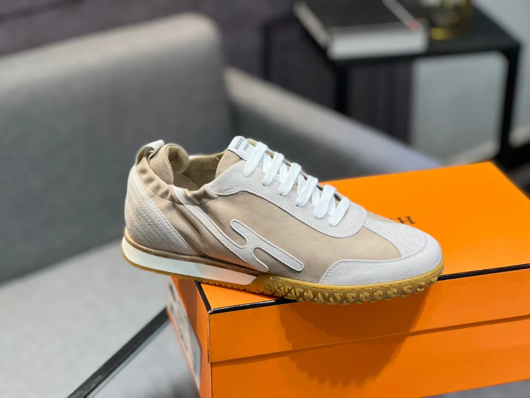 Men's shoes 💰660 [HERMES] Hermès - High-end quality original order 🔍🔍 - Upper: 🔝 cowhide suede splicing design - Inner lining: imported mixed sheepskin - Outsole: TPR foam · Rubber: two-color combined molding outsole - Super high quality control · Fine workmanship: highlighted (high-end, luxury, grade) -Size: 38-44 (45, 46, can be customized)